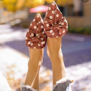Something navy polka dot bow flats